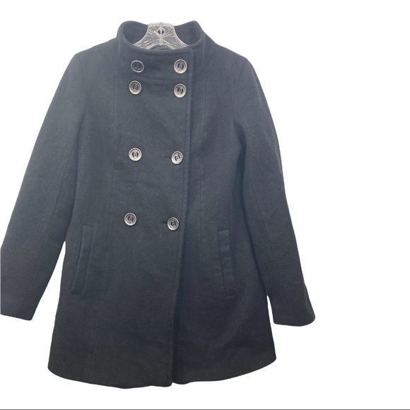 Kristen Blake Women's Coat Merino Wool Blend Double Breasted Black Size 6 - Picture 2 of 16